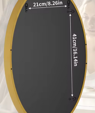 Ovale Gouden Badkamerspiegel met Metalen Frame, Decoratieve Wandspiegel