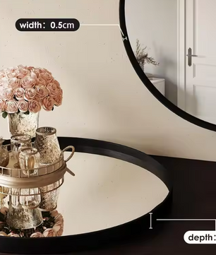 Ronde Wandspiegel met Zwart Geborsteld Metalen Frame – Luxe Badkamer- en Interieurspiegel