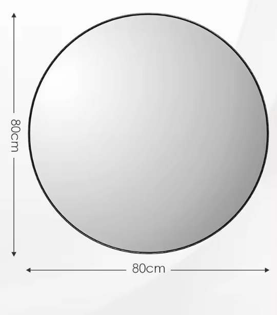 Ronde Wandspiegel met Zwart Geborsteld Metalen Frame – Luxe Badkamer- en Interieurspiegel