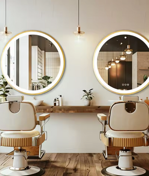 Ronde Badkamerspiegel met LED en Anticondens – Gouden Aluminium Frame