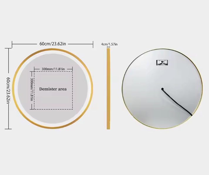 Ronde Badkamerspiegel met LED en Anticondens – Gouden Aluminium Frame