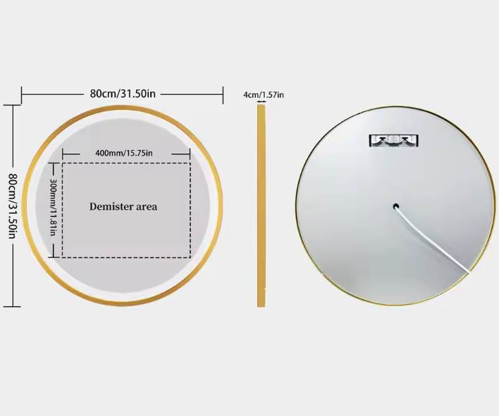 Ronde Badkamerspiegel met LED en Anticondens – Gouden Aluminium Frame