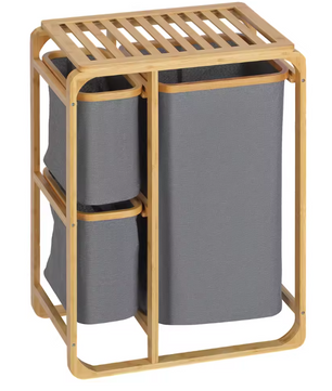 Bamboe Wasmand met 3 Afneembare Waszakken en Bovenplank