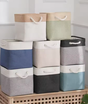 Linnen Opbergmand voor Wasgoed – Vierkante Wasmand met Grote Capaciteit