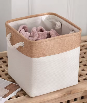 Linnen Opbergmand voor Wasgoed – Vierkante Wasmand met Grote Capaciteit