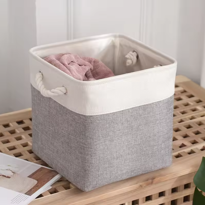 Linnen Opbergmand voor Wasgoed – Vierkante Wasmand met Grote Capaciteit