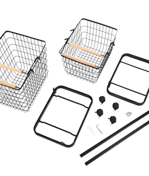 Metalen Wasmand met 2 Lagen – Afneembare Mandjes, Wielen met Rem, Modern