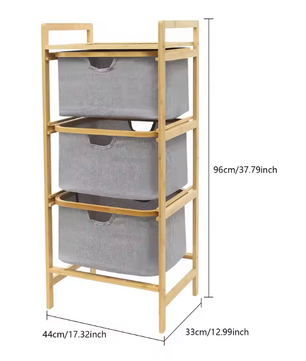 Bamboe Wasmand met 3 Lagen en Uittrekbare Laden – Ruimtebesparend en Modern