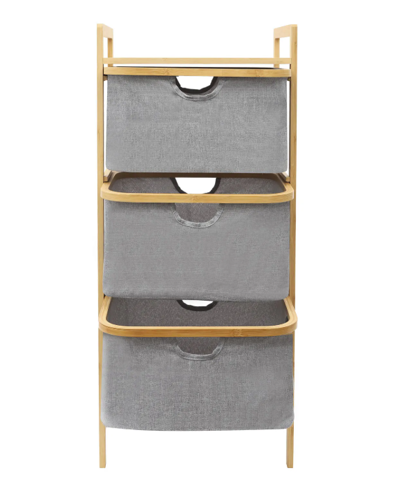 Bamboe Wasmand met 3 Lagen en Uittrekbare Laden – Ruimtebesparend en Modern