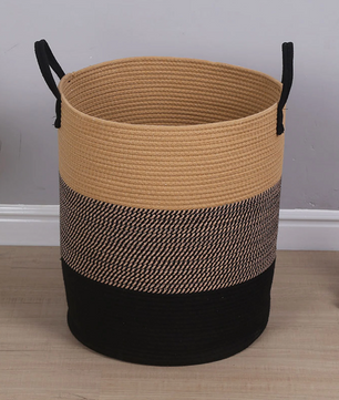 Opvouwbare Wasmand van Katoenen Touw met Handgrepen – 50 cm Hoog