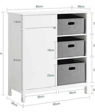 Wasmeubel met Deur en 3 Uitklapbare Waszakken – Was kast met Lade
