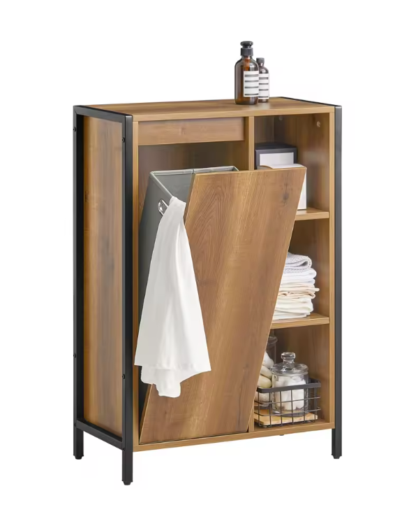 Wasmeubel met Deur en Waszak – Smalle Waskast met Open Vakken