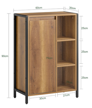 Wasmeubel met Deur en Waszak – Smalle Waskast met Open Vakken