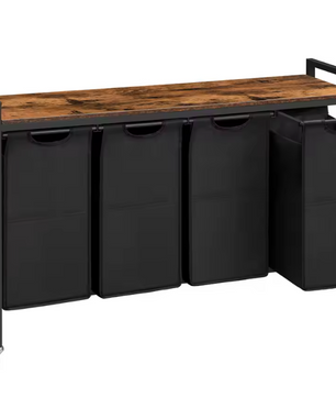 Rolbare Wasmand met 4 Compartimenten en Bovenplank – Was­sorteerder op Wielen