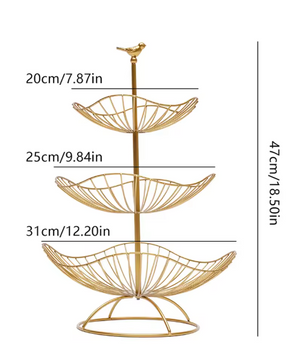 3-Laags Metalen Fruitmand – Fruitschaal en Opbergmand voor Keuken en Tafel