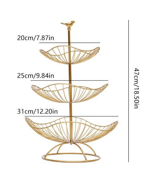 3-Laags Metalen Fruitmand – Fruitschaal en Opbergmand voor Keuken en Tafel