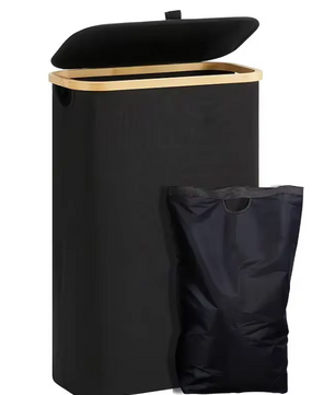 Smalle Wasmand met Deksel en Afneembare Waszak – 60 Liter, Opvouwbaar