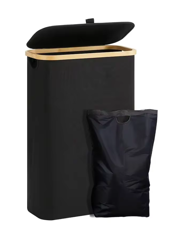 Smalle Wasmand met Deksel en Afneembare Waszak – 60 Liter, Opvouwbaar