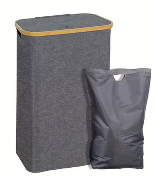 Smalle Wasmand met Deksel en Afneembare Waszak – 60 Liter, Opvouwbaar