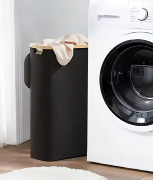 Smalle Wasmand met Deksel en Afneembare Waszak – 60 Liter, Opvouwbaar