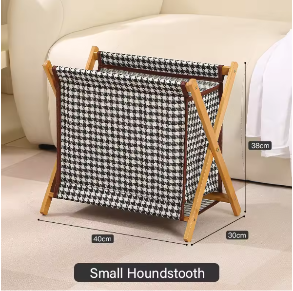 Opvouwbare Wasmand met Houten Frame – Katoen en Linnen, Japans Design