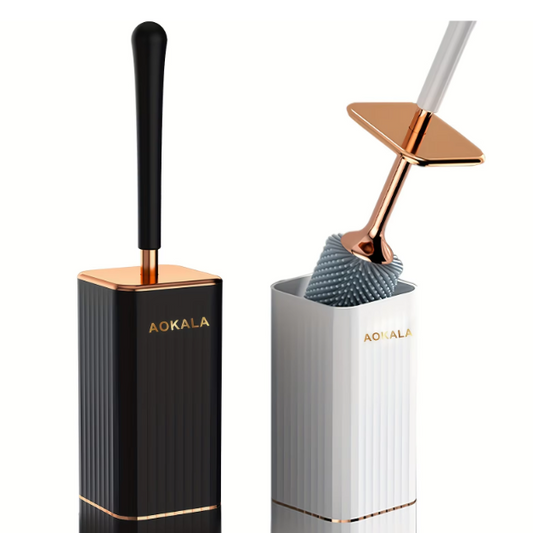 Siliconen Toiletborstelset met Lange Steel – Wandmontage Zonder Boren, Snel Droog en Lekvrij