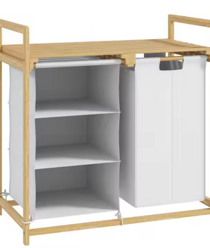 Bamboe Wasmand met 3 Compartimenten en Bovenblad – Praktisch en Georganiseerd