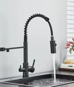 Keukenkraan met Gescheiden Hendels voor Warm, Koud en Gezuiverd Water – Messing Mengkraan voor Drinkwater, Opbouwmodel
