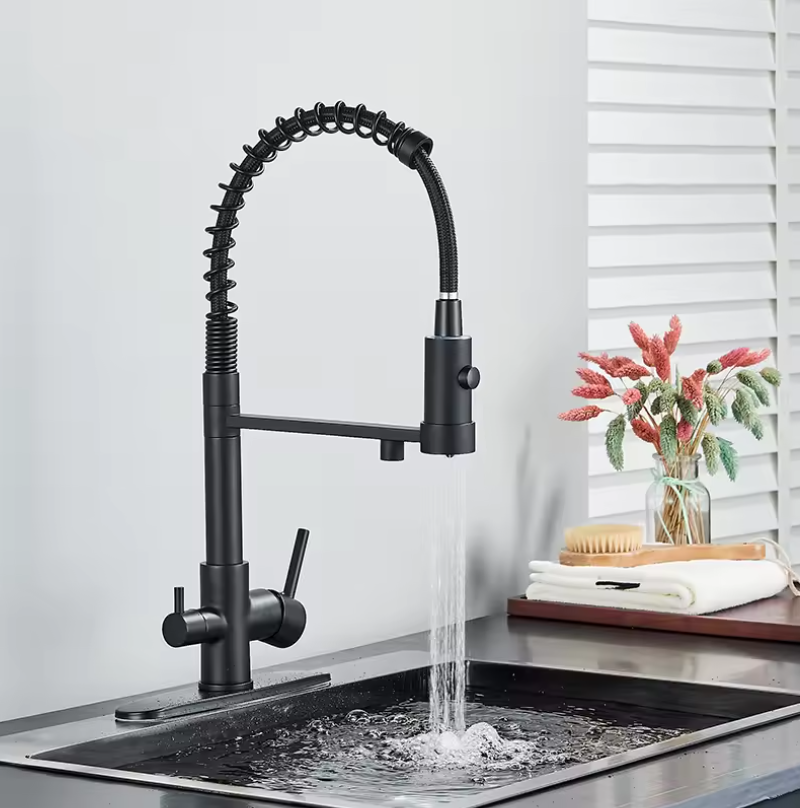 Keukenkraan met Gescheiden Hendels voor Warm, Koud en Gezuiverd Water – Messing Mengkraan voor Drinkwater, Opbouwmodel