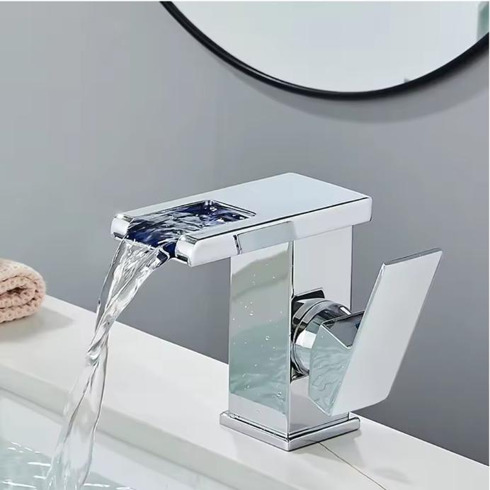 LED Waterval Wastafelkraan – Mengkraan Warm en Koud, Dekmontage