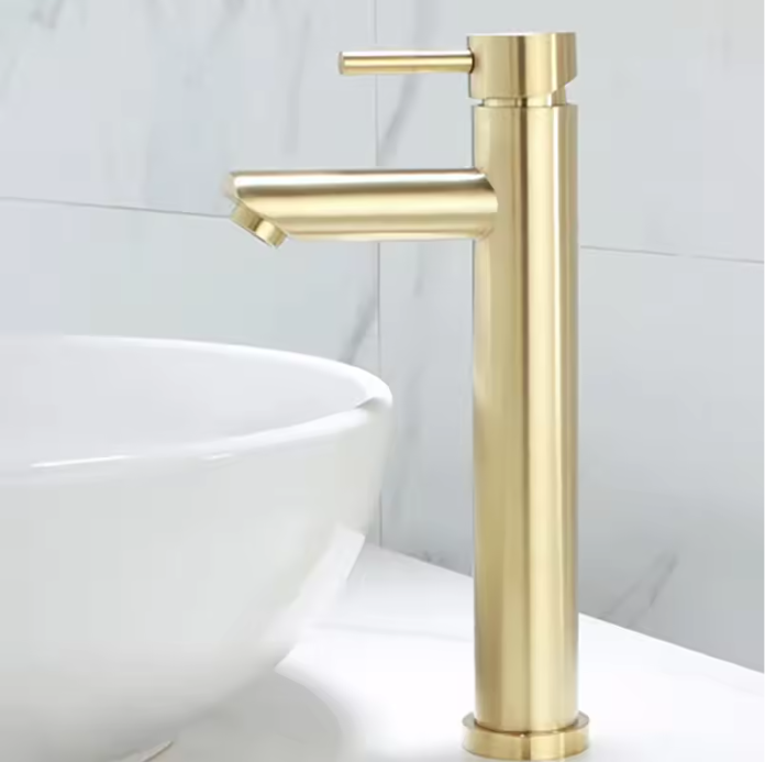 Wastafelkraan Mengkraan Warm en Koud – Geborsteld Goud, RVS