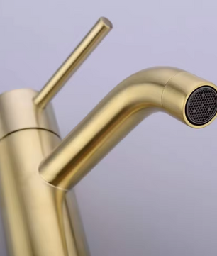 Wastafelkraan Mengkraan Warm en Koud – Geborsteld Goud, RVS