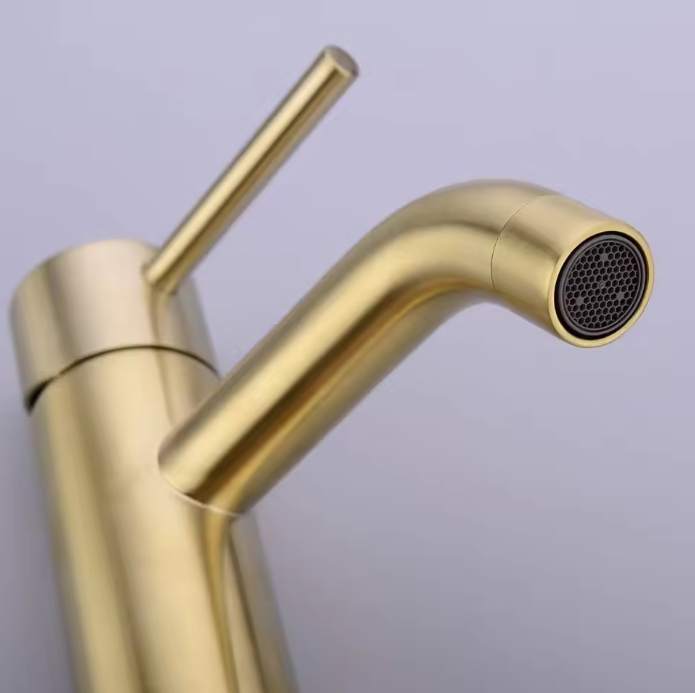 Wastafelkraan Mengkraan Warm en Koud – Geborsteld Goud, RVS