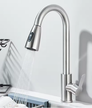 Uittrekbare Keukenkraan Mengkraan Warm en Koud – RVS, Dekmontage