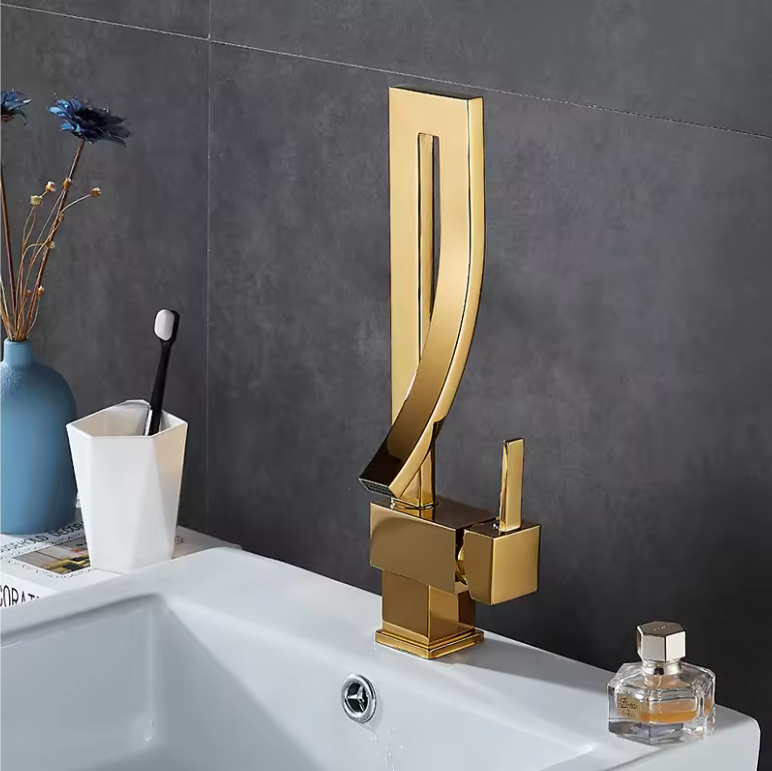 Waterval Wastafelkraan Mengkraan Warm en Koud – Messing, Eengreeps