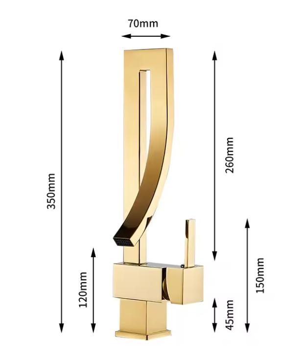 Waterval Wastafelkraan Mengkraan Warm en Koud – Messing, Eengreeps