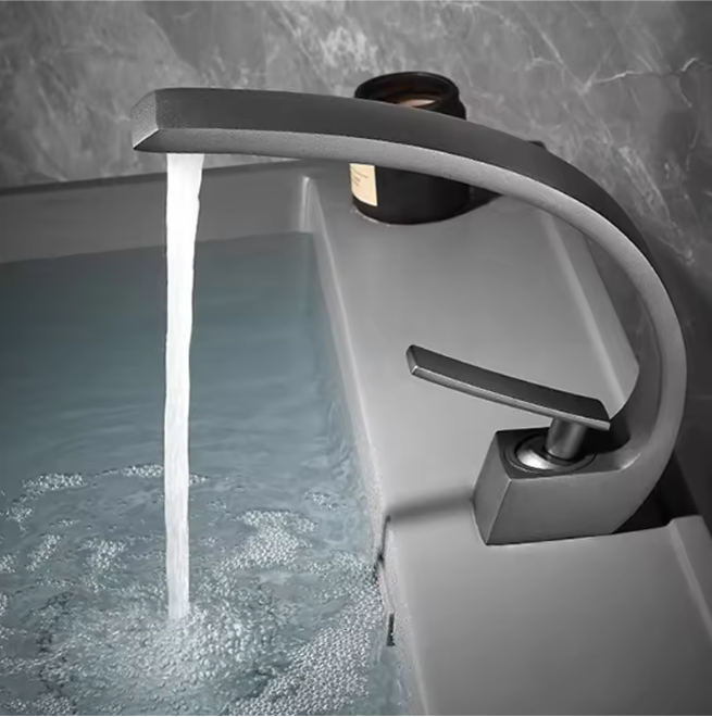 Messing Wastafelkraan Mengkraan Warm en Koud – Gebogen Design