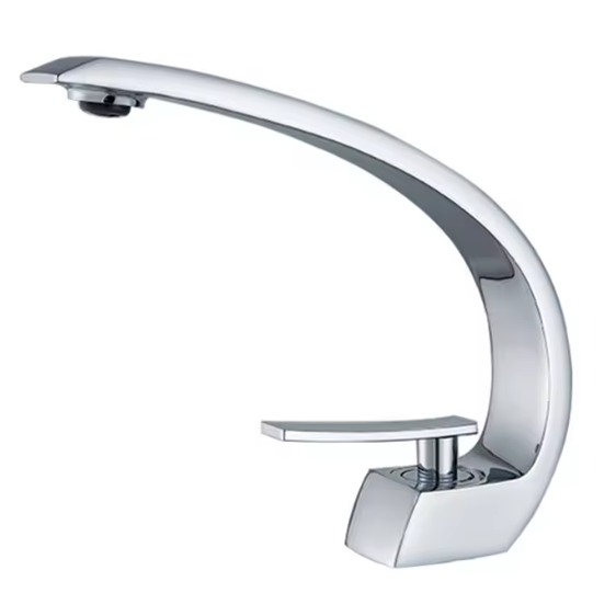Messing Wastafelkraan Mengkraan Warm en Koud – Gebogen Design