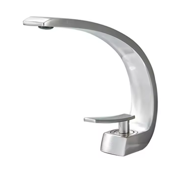 Messing Wastafelkraan Mengkraan Warm en Koud – Gebogen Design