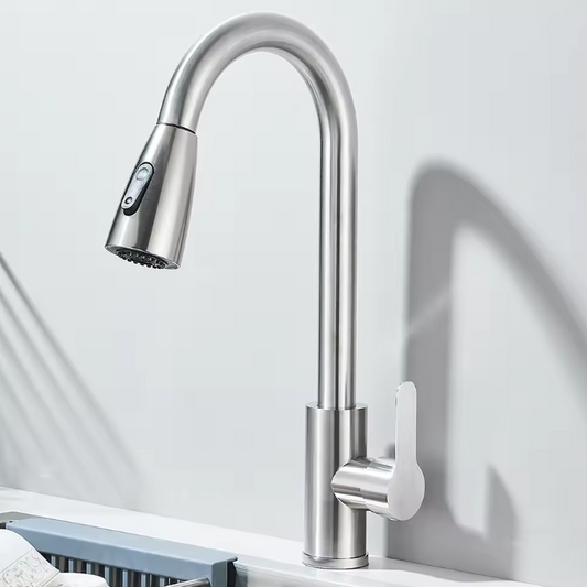 RVS Keukenkraan met Uittrekbare Sproeikop – Mengkraan Warm en Koud