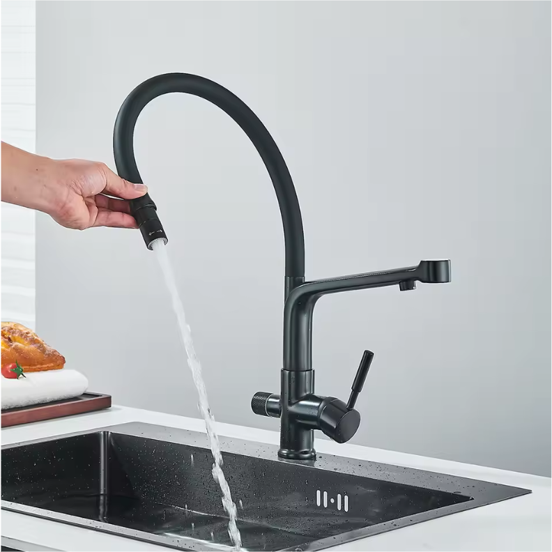 RVS Drinkwater Keukenkraan met Dubbele Uitloop – Mengkraan