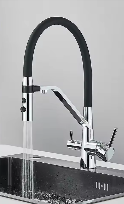 RVS Drinkwater Keukenkraan met Dubbele Uitloop – Mengkraan