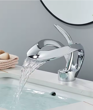 Waterval Wastafelkraan Mengkraan Warm en Koud – Messing