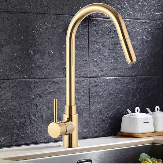 Messing Uittrekbare Keukenkraan – 360° Draaibare Mengkraan