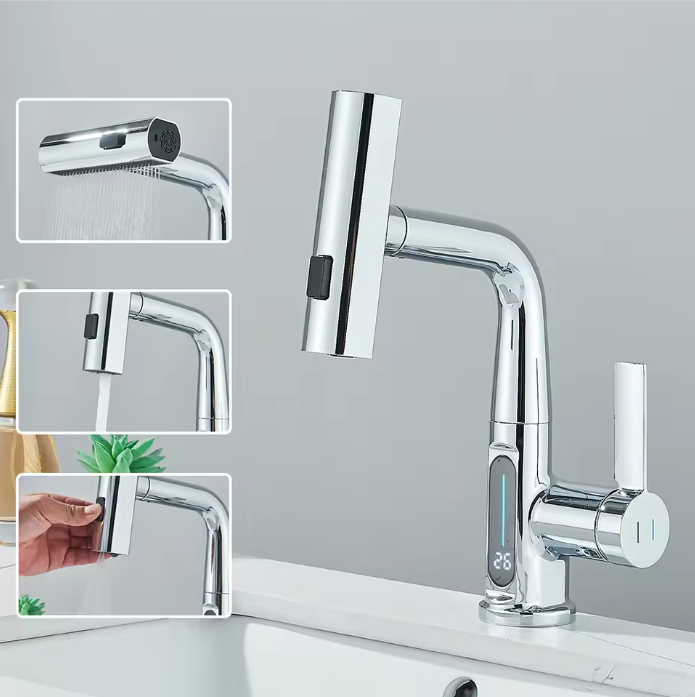 Digitale Waterval Wastafelkraan – Mengkraan met Temperatuurdisplay