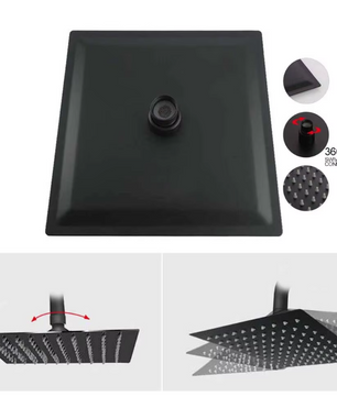 Ultradunne Regendouchekop van RVS – Wandmontage met Messing Douchearm en Flexibele Doucheslang