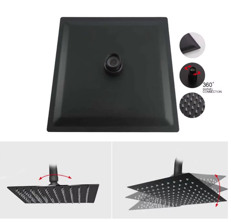 Ultradunne Regendouchekop van RVS – Wandmontage met Messing Douchearm en Flexibele Doucheslang