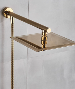 Ultradunne Regendouchekop van RVS – Wandmontage met Messing Douchearm en Flexibele Doucheslang