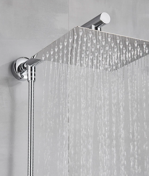 Ultradunne Regendouchekop van RVS – Wandmontage met Messing Douchearm en Flexibele Doucheslang