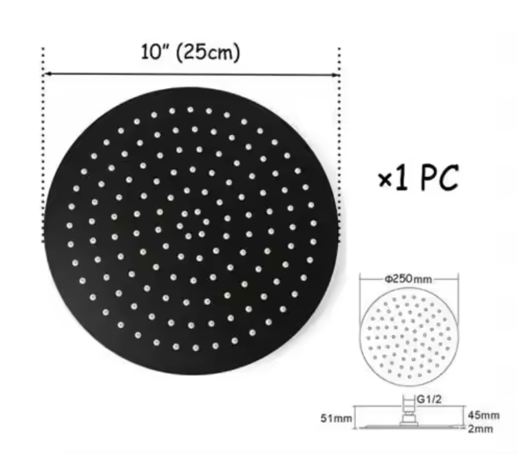 Ultradunne RVS Regendouchekop 2 mm – Wand- en Plafondmontage, Vierkant of Rond